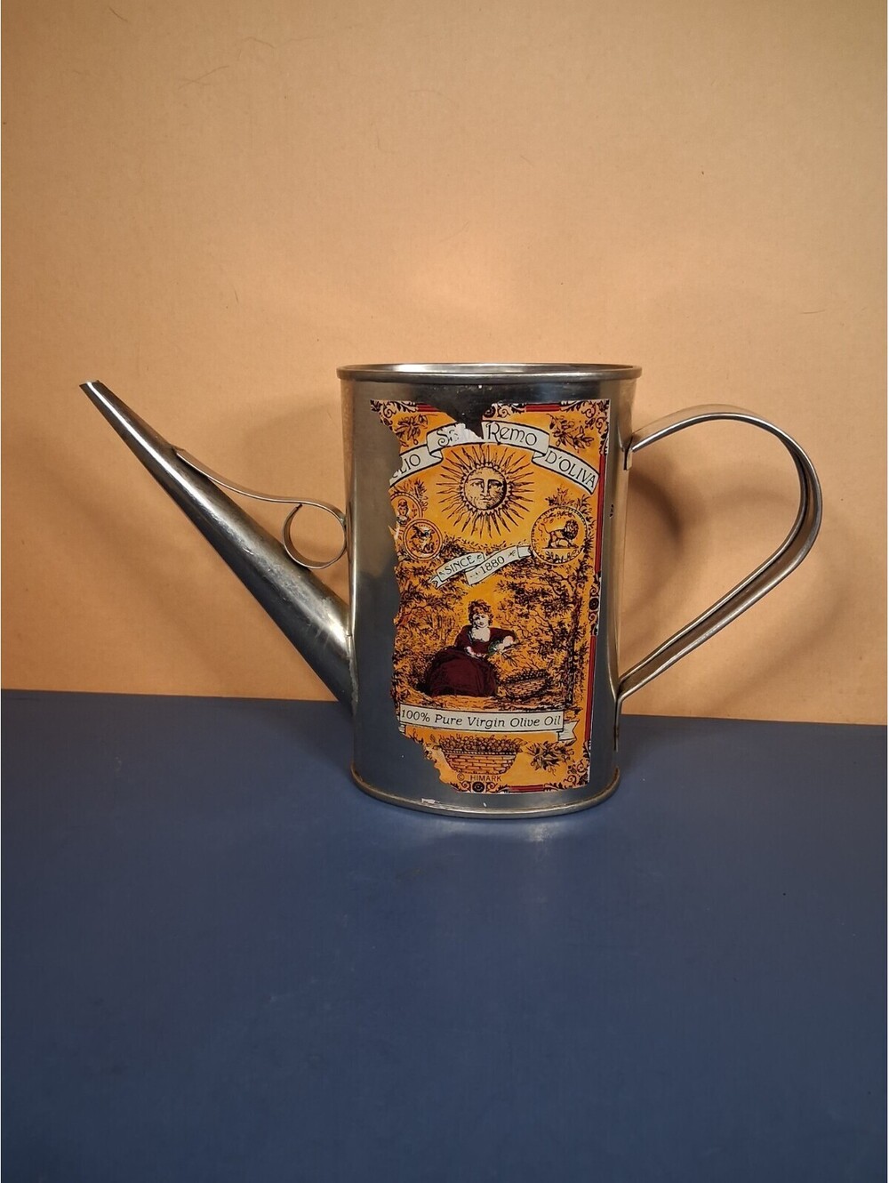 Vintage HiMARK San Remo D'Oliva Decorative Tin Olive Oil Canister Watering Can